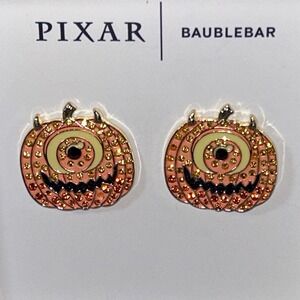 PIXAR BaubleBar Halloween Jack O Lantern Pumpkin Earrings Studs Orange Disney